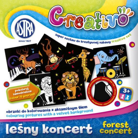 Zestaw kreatywny Astra Creativo Obrazki do kolorowania Leśny Koncert, 5 sztuk, 20x20cm